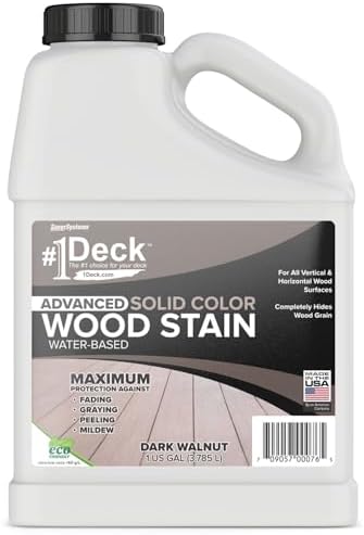 #1 Deck Premium Advanced Solid Color Outdoor Wood Stain and Sealer in One – Water Based Sealant for Wood Decks, Fences, & Siding - 1 Gal - Made in USA - Simply White