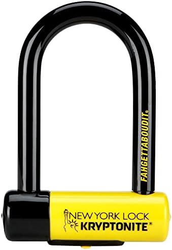 Kryptonite New York FAHGETTABOUDIT Mini Bike U-Lock, Heavy Duty Anti-Theft Bicycle U Lock Sold Secure Gold, 18mm Shackle with Keys, 10/10 Security Rating for E-Bike, Motorcycle, Scooter