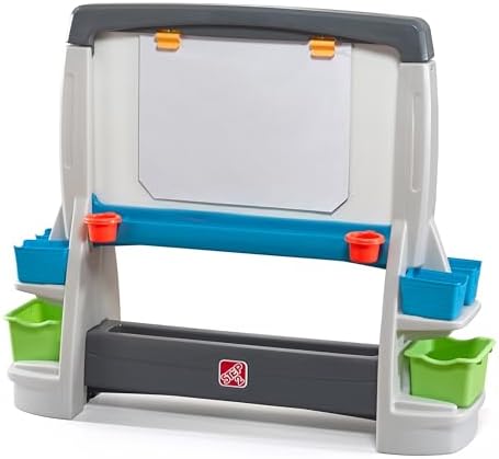 Step2 Jumbo Art Easel, Kids Art Activity Table, Double-Sided Dry Erase and Chalkboard, Storage Bins and Trays