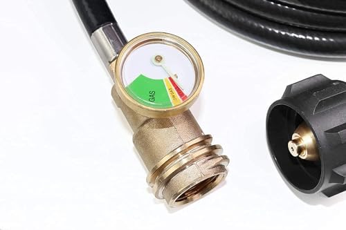 12 Feet Propane Hose Extension with Gauge and POL to QCC1 Adapter for Grill