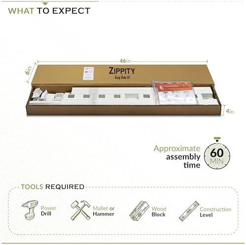 Zippity Baskenridge Picket Gate, White Vinyl DIY No Dig Kit | 3ftH x 4.2ftW, 1 Gate, ZP19038