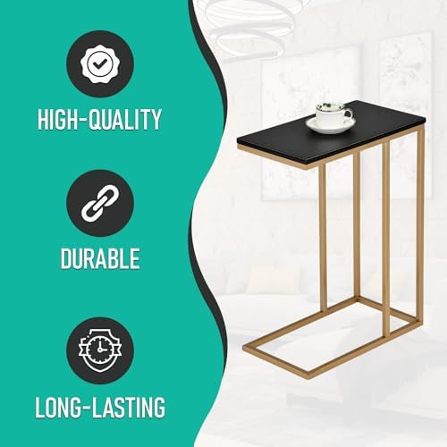 Kings Brand C Table for Sofa, Bed & Living Room, Gold Metal End Table