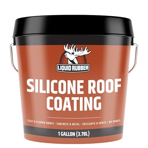 Liquid Rubber Silicone Roof Coating UV-Reflective Coating, White, 4 Gallon | Solar Reflective, One-Coat Sealant for Flat, Low-Slope, Metal, Concrete, EPDM and TPO Roofs. No Primer Needed Except EPDM/TPO