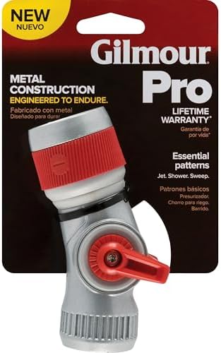 Gilmour Pro 3 Pattern Utility Hose Nozzle with Insulated Grip, Heavy Duty Hose Nozzle for Watering and Cleaning