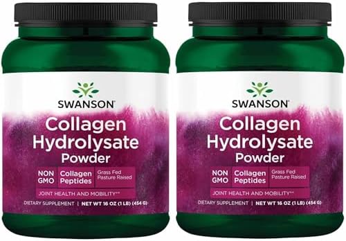 Swanson High Plains Collagen Hydrolysate Peptides, Unflavored (1 lb) | For Adults over 30 Seeking Hair, Skin, Nail, and Joint Support, Unflavored Peptides with No Fillers or Flavors