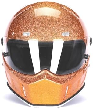 CRG Sports Retro Full Face Motorcycle Helmet, DOT Approved Fiberglass Street Bike Helmet with Clear Visor, Lightweight Cafe Racer Cruiser Motorcycle Helmet