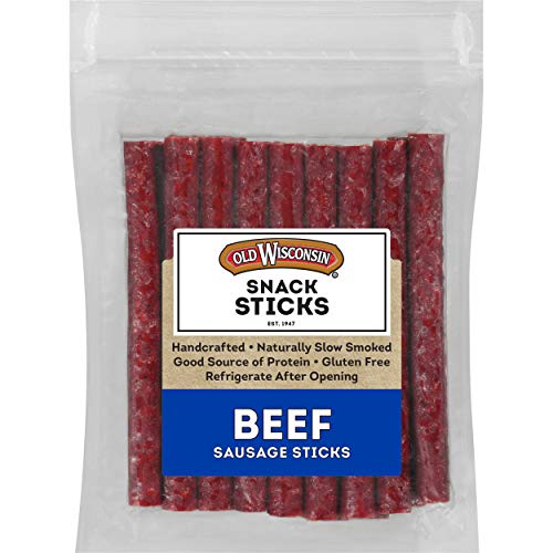 Old Wisconsin Beef Sausage Snack Sticks, Naturally Smoked, Ready to Eat, High Protein, Low Carb, Keto, Gluten Free, 26 Ounce Resealable Package