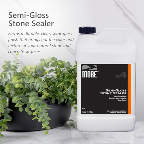 MORE- Semi-Gloss Stone Sealer - Seal & Enhance Natural Stone, Paver, Tile & Concrete - Wet Look Semi-Gloss Finish - Protects Against Oil & Water-Based Stains - Indoor/Outdoor - Water-Based - 128oz