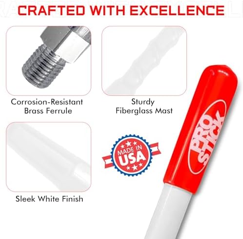 Prostick 2-Foot Fiberglass Passive CB Antenna – White, Handles Up to 1000W Input