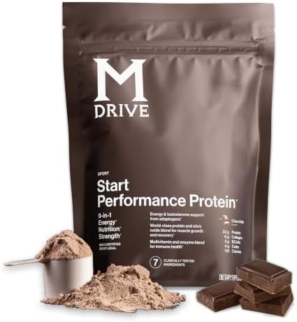 Mdrive Start Performance Protein Powder Chocolate Mousse 30 Servings | 9 in 1 Complete Nutrition Shake Adaptogen Blend Digestion Immune Nitric Oxide