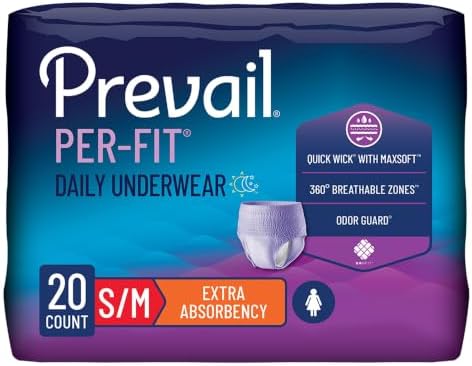 Prevail Per-Fit for Women Daily Protective Underwear, Pull-up Disposable Adult Diaper for Women, Extra Absorbency, Medium, 80 Count (4 Packs of 20) | Disposable, Incontinence, Extra Absorbency