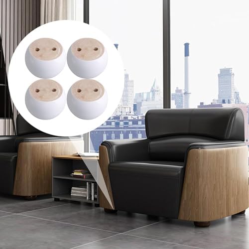 Pack of 4 Walnut Furniture Legs Round Bun Feet 2" Tall Wood Sofa Legs Replacement Legs for Cabinet Couch Chair Dresser