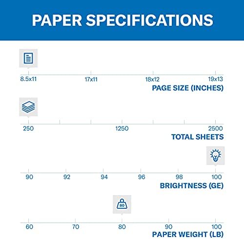 Hammermill Cardstock, Premium Color Copy, 80 lb, 8.5 x 11 - 1 Pack (250 Sheets) - 100 Bright, Made in the USA Card Stock, 120023R, White