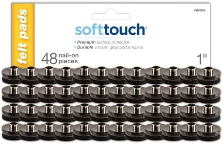 SoftTouch 1" Round Nail-On Felt Furniture Sliders, Protective Heavy-Duty Felt Pads for Wood Furniture and Hard Surfaces, 48-Count, Brown