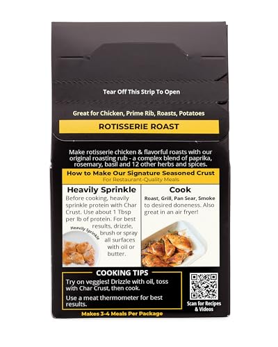 Char Crust Dry-Rub Seasoning, Rotisserie Roast, for Chicken, Prime Rib, Roasts and Potatoes, 4-Ounce (Pack of 1)