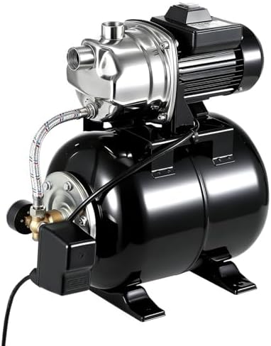 1HP Shallow Well Pump Tank Garden Water Pump Booster System, Pressurized Farm Irrigation, Automatic Water Booster Jet Pump or Home, Farm, Garden Irrigation & Water Transfer, Blue