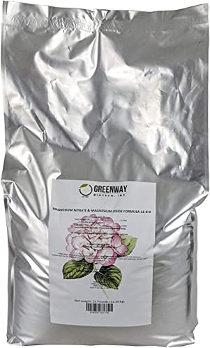 Greenway Biotech Magnesium Nitrate Fertilizer 11-0-0 with 9.6% Mg and 11% Nitrogen - 100% Water Soluble for Hydroponics Soil Foliar - Corrects Magnesium Deficiency - Made in USA - 2 Pounds