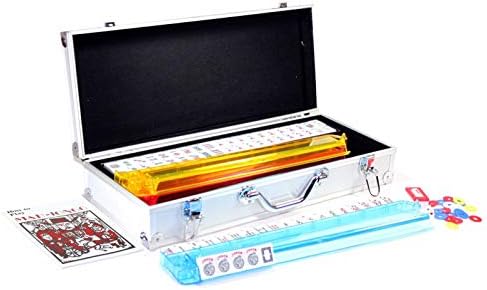 American Mahjong Set with 4 PUSHERS / RACKS COMBO in ALUMINUM CASE (WESTERN Mah jongg 166 Tiles)