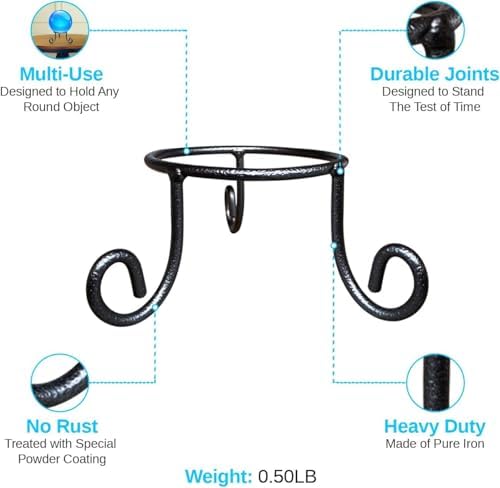 Black Iron Ball Stand - Gazing Globe Stand for Balls, Sphere Holder Wrought Iron Display Stand, Crystal Ball Stand, Glass Bowl Ring Metal Egg Stands