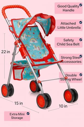 fash n kolor, My First Baby Doll Stroller with Flower Design with Basket in The Bottom- 2 Free Magic Bottles Included