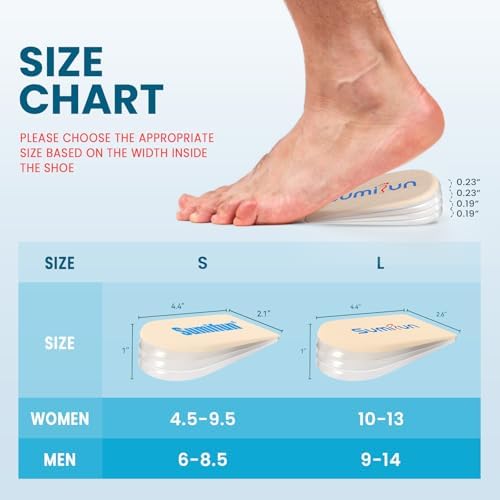 Sumifun Heel Lift, 4-Layer 1 Inch Gel Shoe Lifts for Women Uneven Legs, Adjustable Orthopedic Heel Lifts for Heel Pain and Leg Length Discrepancy