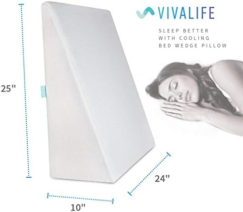 Bed Wedge Pillow Gel Memory Foam Top - Cooling Elevated Support Cushion for Lower Back Pain, Acid Reflux, Heartburn, Allergies