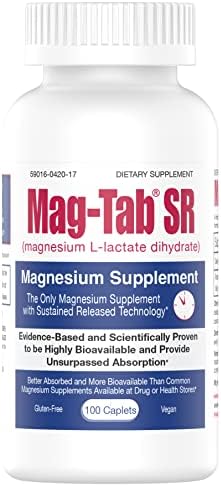 Extended Release Magnesium Lactate Delivery for 10x Better Absorption-Mag-Tab SR (Sustained Release) 100 Count-Supports Sleep, Muscle Cramps