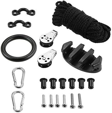 ISURE MARINE Kayak Canoe Anchor Trolley Kit Eyes Wellnuts Screws Kayak Accessories Zig Zag Cleat Rigging Ring Pulleys DIY Boat 30 Feet Rope