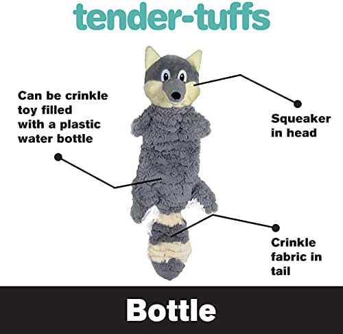 SmartPetLove Snuggle Puppy Tender Tuffs - Water Bottle Cruncher with Puncture Resistant Squeaker - Pig Bottle Cover Dog Toy