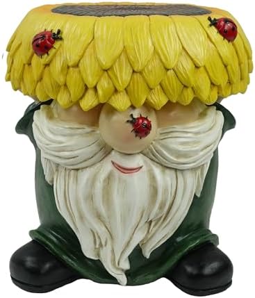 Alpine Corporation 12" Tall Traditional Outdoor Garden Gnome Yard Statue Decoration