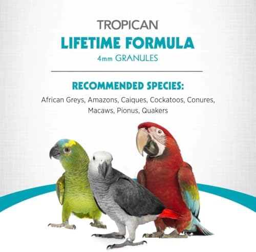 HARI Tropican Bird Food, 1.8 lb Bag | Hagen Parrot Food with Peanuts & Sunflower Seeds, Maintenance Parrot Granules, Lifetime Formula