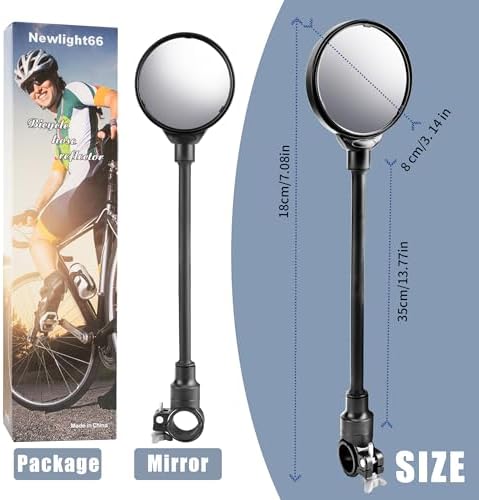 Bike Mirror, Adjustable Handlebar Rear View Mirrors For Mountain Road Bike Bicycle Electric Motorcycle (Black-2PC)