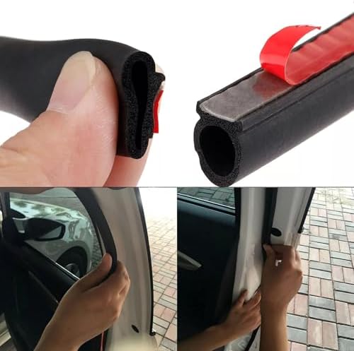 D-Shape Heavy Duty Weather Stripping 1/2"×7/16" Rubber Seal Weatherstrip Hollow with Bulb Door Gasket Strip(Self-Adhesive) for Automotive Truck RV