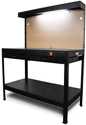 WEN WB4723T 48-Inch Workbench with Power Outlets and Light, Black