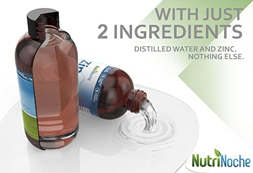 Liquid Zinc Supplement by Nutrinoche: Organic Liquid Drops - Ionic Zinc and Picolinate Alternative - 99.99% Ultra Pure Crystalline Nano Particles