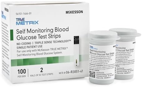 McKesson True METRIX Blood Glucose Test Strips for Diabetes, 50 Strips | Accurate Blood Sugar Monitor, Easy-to-Use with Glucose Meter, Portable, Reliable Diabetes Testing Kit