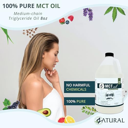 MCT Oil, Certified Food and Therapeutic Grade, Carrier, Massage, Hydrating, Hair, 0 Additives, (128 Ounce (1Gallon))