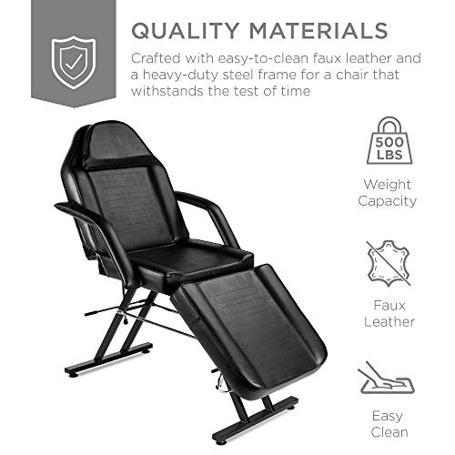 Best Choice Products 71in 3-Section Multipurpose Massage Bed, Spa & Salon Facial, Tattoo Chair w/Hydraulic Stool, Removable Headrest, Facial Cradle