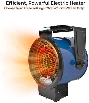Comfort Zone 5, 300W, 240V Electric Hard-Wired Ceiling Mounted Industrial Garage, Utility Space Heater, NEMA 6-30R, Steel Body, Adjustable Thermostat
