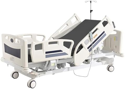 Premium 3 Function Full Electric Hospital Bed,Adjustable Medical Bed | 550LBS,4.7" Waterproof Mattress,Adjustable Height,One-Click CPR,Iv Pole,Germany Moter for Home Use Hospital Nursing Clinic