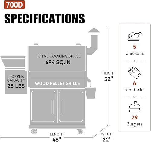 Z GRILLS Wood Pellet Smoker Grill, 8 in 1 BBQ Grill with Auto Temperature Control, 697 sq in Cooking Area for Backyard, Patio and Outdoor Cooking, 7002E, Sliver
