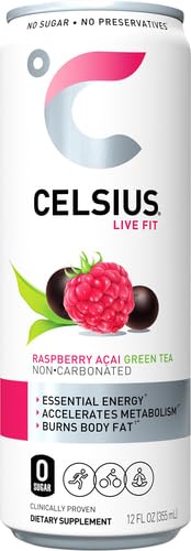 CELSIUS Sparkling Peach Vibe, Functional Essential Energy Drink 12 Fl Oz (Pack of 4)