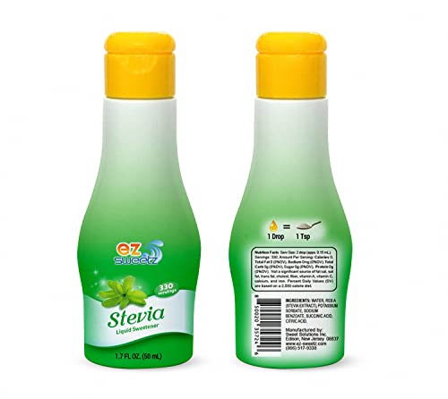 EZ-Sweetz (2-Pack 1.36oz - Liquid De-Bittered Stevia Sweetener 300 Servings/Bottle)