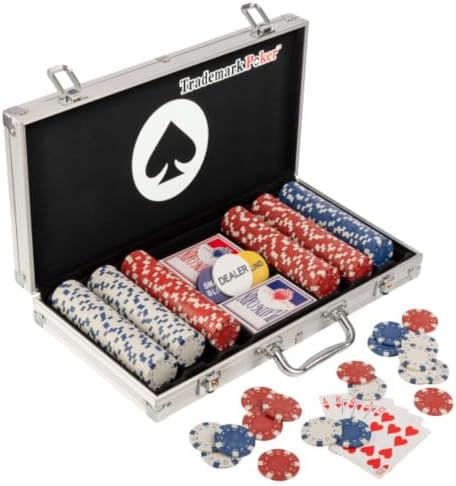 Poker Chip Set - 11.5g Poker Set with Cards, Buttons, Carrying Case, and 500 Poker Chips for Texas Hold'em and Blackjack Games by Trademark Poker