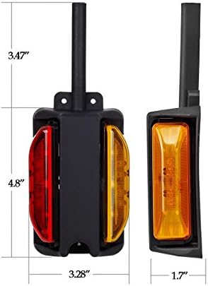 Partsam 2x 4 LED Clearance Trailer Fender Lights Amber Front Red Back 4 Diodes RH/LH