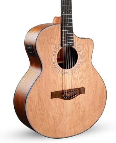Kadence A06EQ-N-SC Acoustica 40" Electro Acoustic Guitar | Grand Auditorium Cutaway | Ash Wood | Built-in Pickup + 2 Band EQ | Includes Bag, Capo