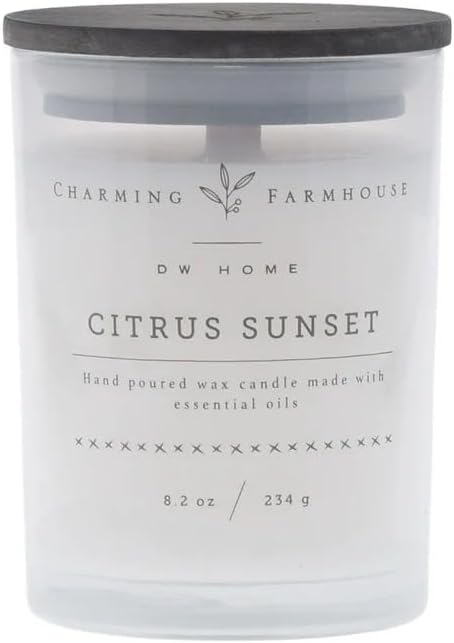 Charming Farmhouse by DW Home Vanilla Brûlée Scented Candle, 8 oz Wooden Wick Candle, Vanilla Bean, Toffee & Toasted Marshmallow Fragrance, Up to 40H Burn Time