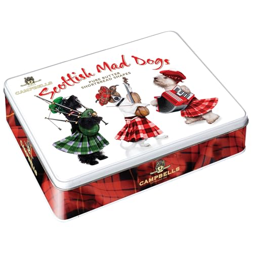 Campbells Shortbread Scottish Mad Dogs Assorted Cookies Tin 5.3 Oz (150g) - Pure Butter Scottish Shortbread Cookies from Scotland