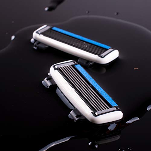 HeadBlade Men's HB6 Refill Shaving Razor Blades - 6 Stainless Steel Blades for No Tugging or Pulling, Shave Less, Works for Face, Body, and Scalp (4 Blades) 1 Pack