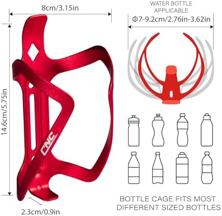 CNC Bike Water Bottle Holder，2-Pack Bike Bottle Cage for MTB Road Bike，Black